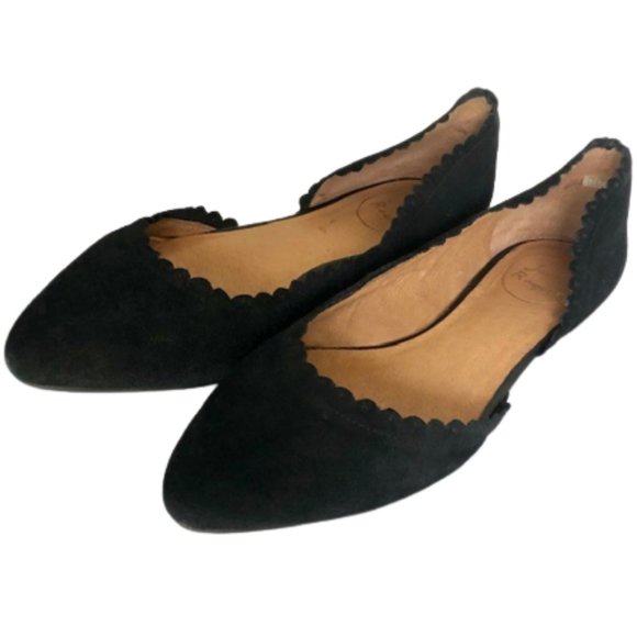 Jack Rogers Chantel D'Orsay Scalloped Suede Flats - Black - 7.5 - Picture 3 of 10
